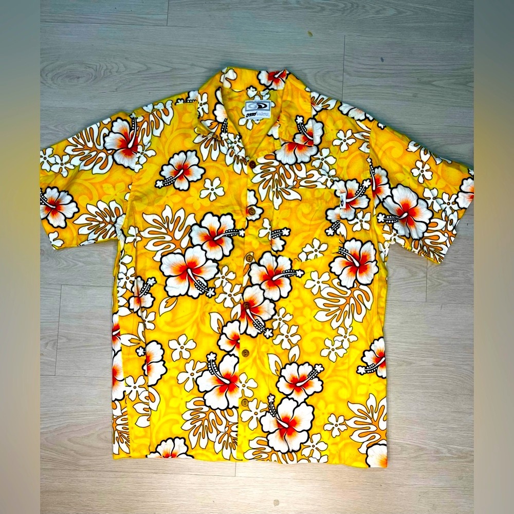 Vintage Goodvibes Yellow Floral Men's Shirt‎ Size M